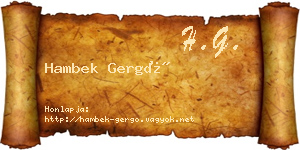 Hambek Gergő névjegykártya